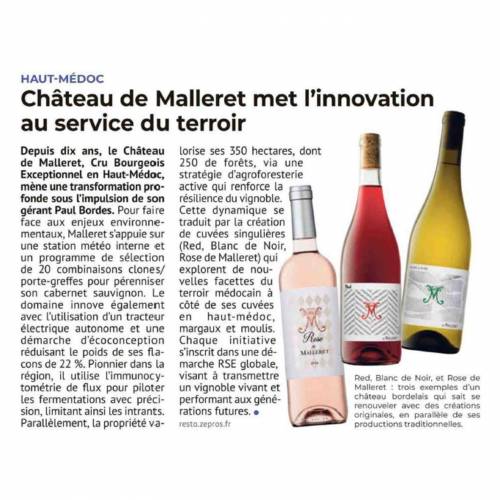 Château de Malleret - The Press speaks about it: Château de Malleret met l'innovation au service du terroir
