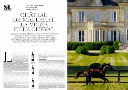 Article de presse Les Echos Série Limitée - 5 octobre 2019 - Château de Malleret, la vigne et le cheval